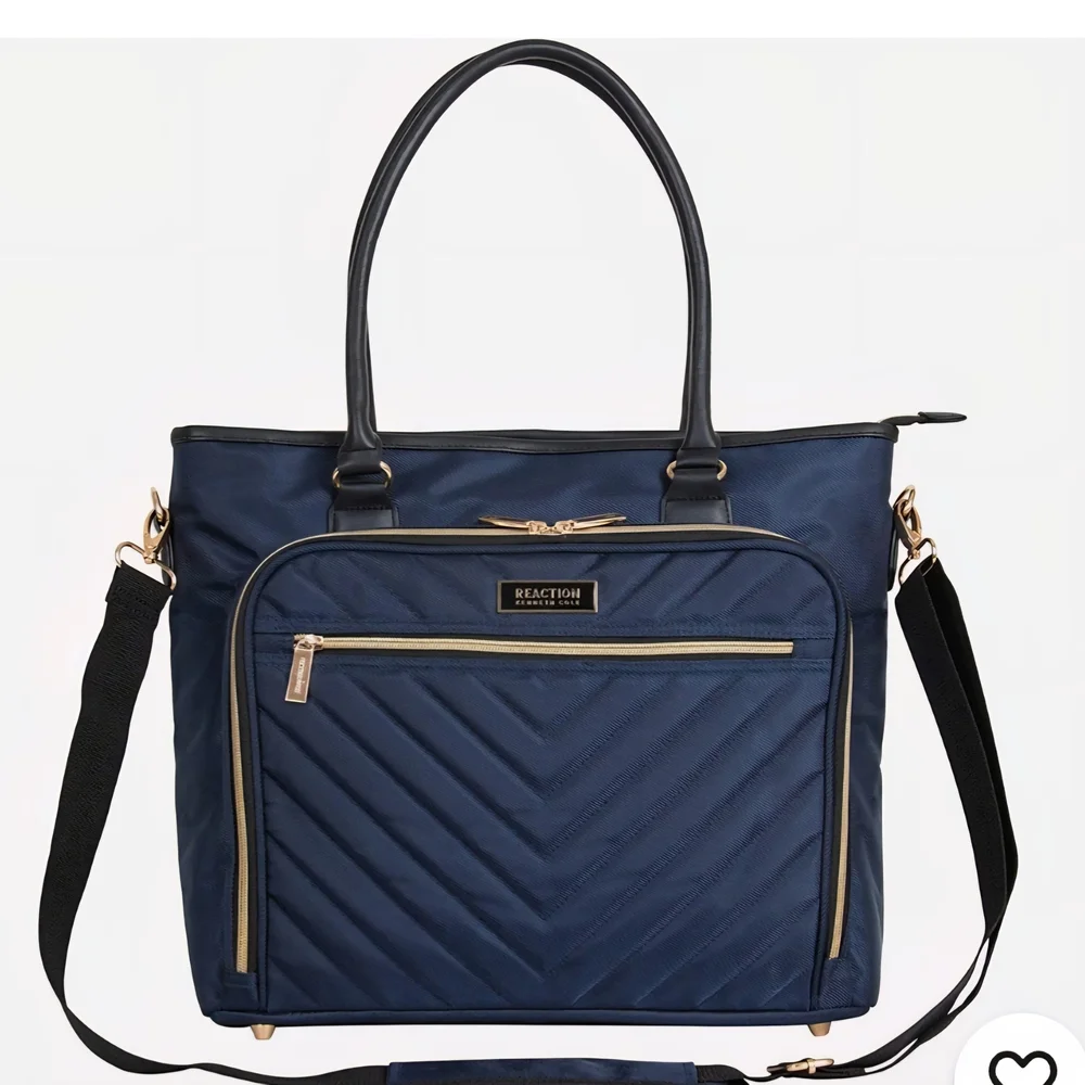 Kenneth Cole Reaction Navy Quilted Chevron Tote - Picture 2 of 10